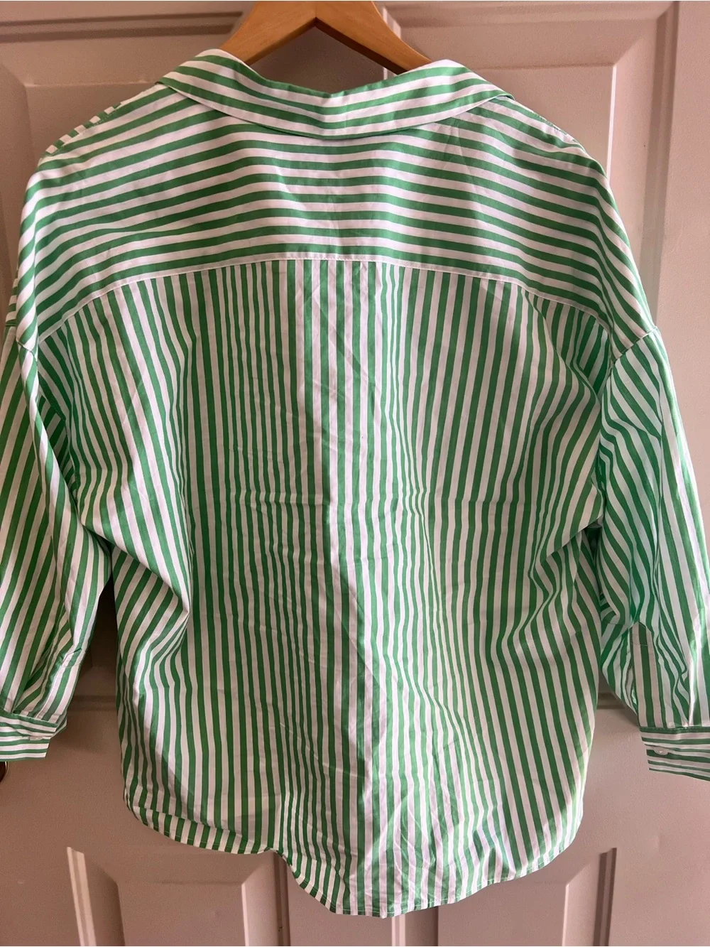 Nautica Jeans Green & White Striped Buttonless Shirt - Picture 5 of 6